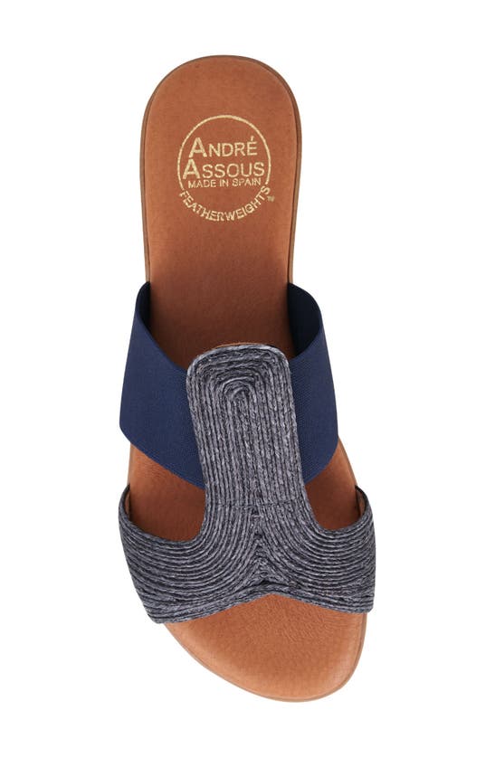 Shop Andre Assous Noor Raffia Slide Sandal In Navy