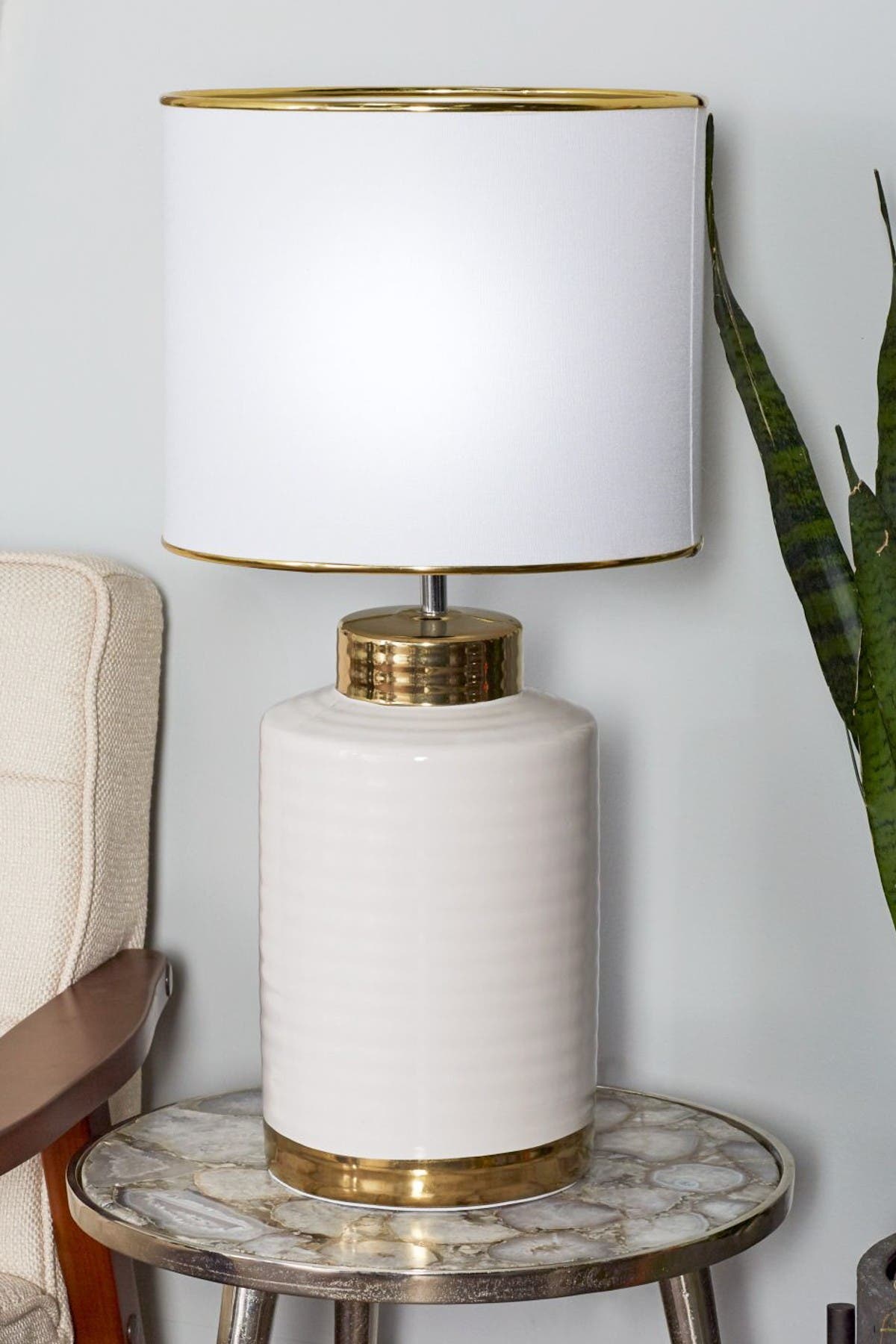 gold white table lamp