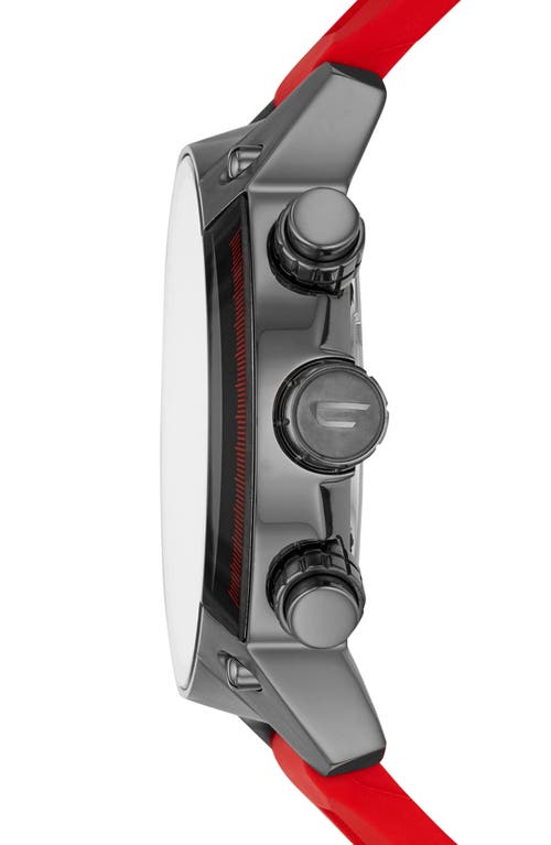 Diesel ® Overflow Chronograph Silicone Strap Watch, 49mm X 55mm In Grey/red