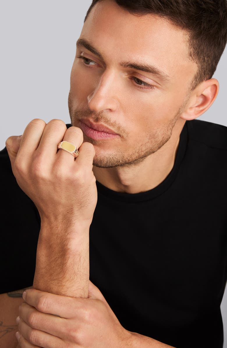 LAGOS Anthem Satin Signet Ring, Alternate, color, Two-Tone