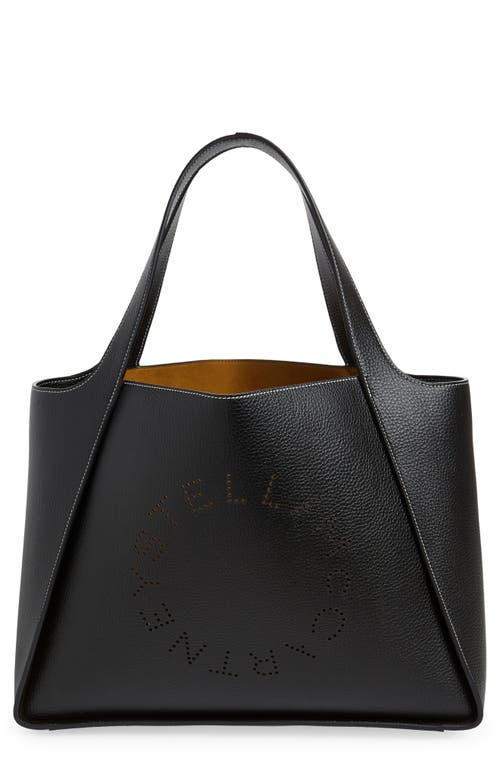 Stella McCartney Perforated Logo Faux Leather Tote in 1000 - Black at Nordstrom