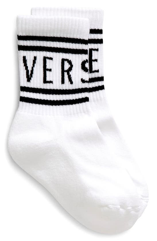 Versace Kids' Logo Crew Socks In Bianco Nero