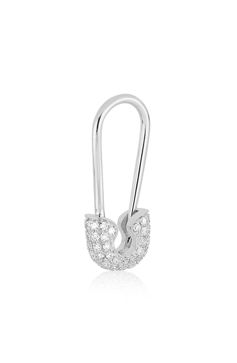 EF Collection Single Diamond Safety Pin Drop Earring, Main, color, 
