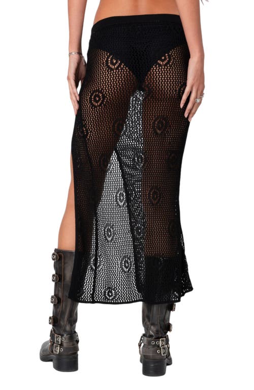 EDIKTED EDIKTED MONICA SHEER SLIT CROCHET MIDI SKIRT 