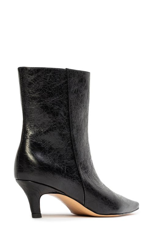 Shop Black Suede Studio Avenue 50 Pointed Toe Kitten Heel Bootie In Black Crinkle