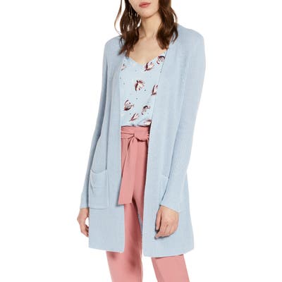Halogen Long Ribbed Cardigan, Blue