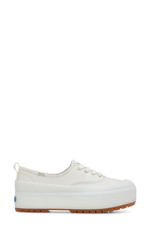 Keds ® The Platform Sneaker In Egret/gold Leather