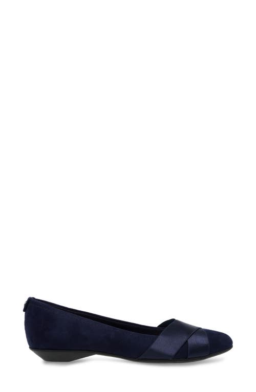 Shop Anne Klein Oalise Pointed Toe Flat In Dark Navy/dark Navy Fabric