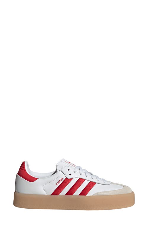 Shop Adidas Originals Adidas Sambae Sneaker In White/scarlet/white