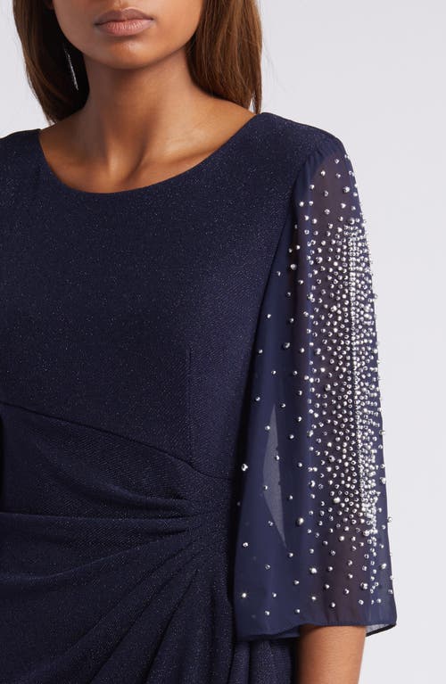 Shop Alex Evenings Beaded Sheath Dress In Dark Navy