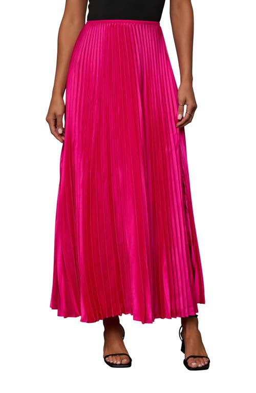 Shop Vici Collection Antonella Pleated Satin Skirt In Fuchsia