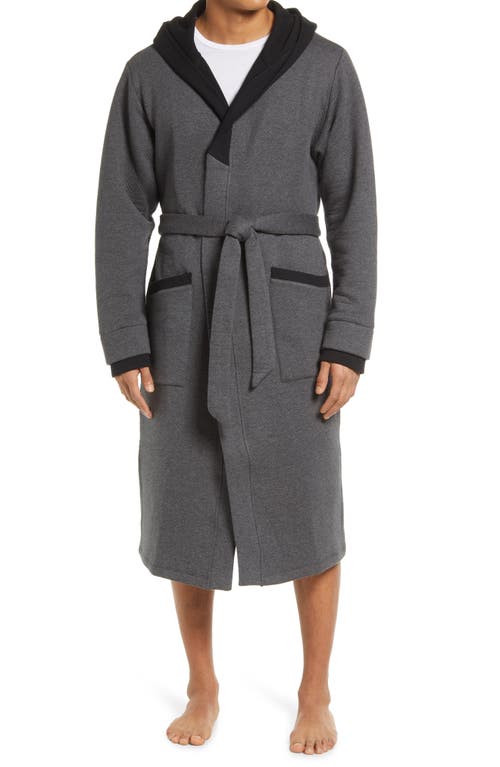 image Lahgo Men's Restore Pima Cotton Blend Robe In Mercurial Grey/immersed Black At Nordstrom, Size Small