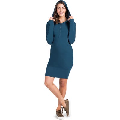 Savi Mom Stella Hoodie Maternity/nursing Dress, Blue/green