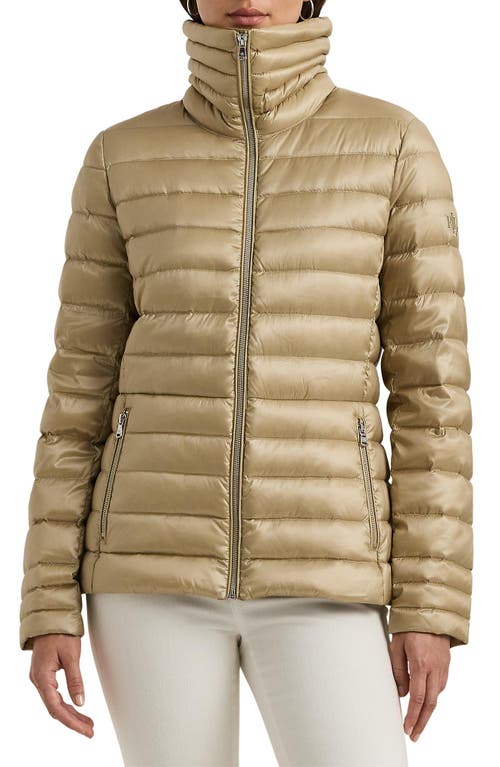 Shop Lauren Ralph Lauren Down Puffer Jacket In Birch Beige