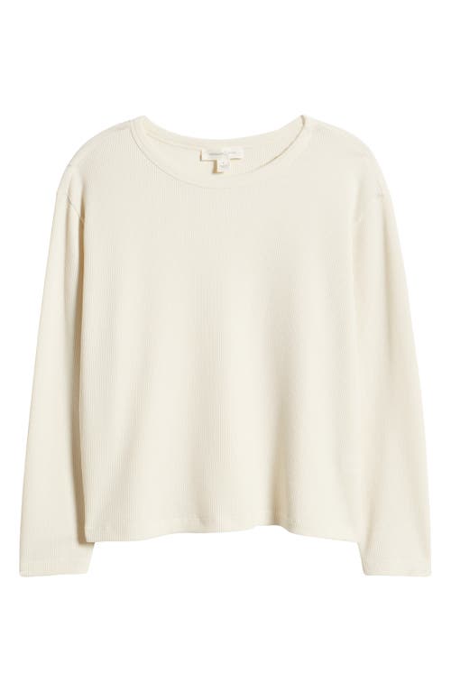 Shop Treasure & Bond Shrunken Crop Boxy Thermal Crewneck Top In Ivory Dove