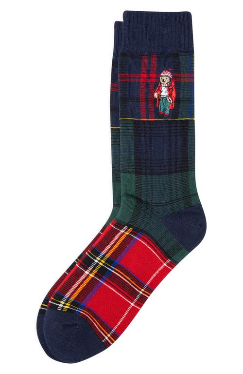 Polo Ralph Lauren Colorblock Tartan Crew Socks In Multi