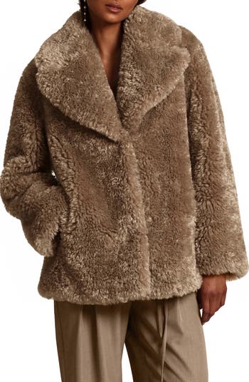 Avec les filles faux fur notch collar coat outlet