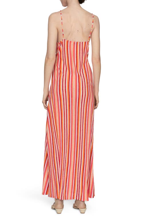 Mango Stripped Print Dress Orange In Orange