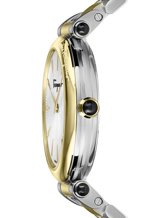 Shop Ferragamo Idillio Two-tone Bracelet Watch, 36mm In Two Tone Gold/silver