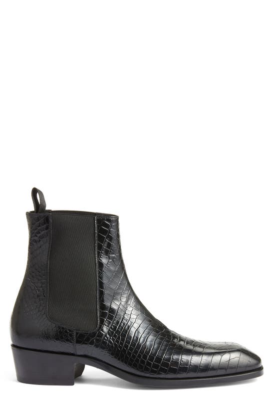 Shop Tom Ford Bailey Croc Embossed Chelsea Boot In Black