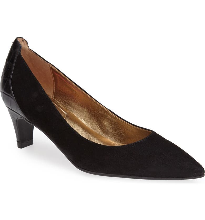 ISAAC MIZRAHI NEW YORK 'Mara' Pump, Main, color, BLACK SUEDE/ CROC