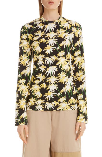 Image of LOEWE Daisy Print Cotton Tee