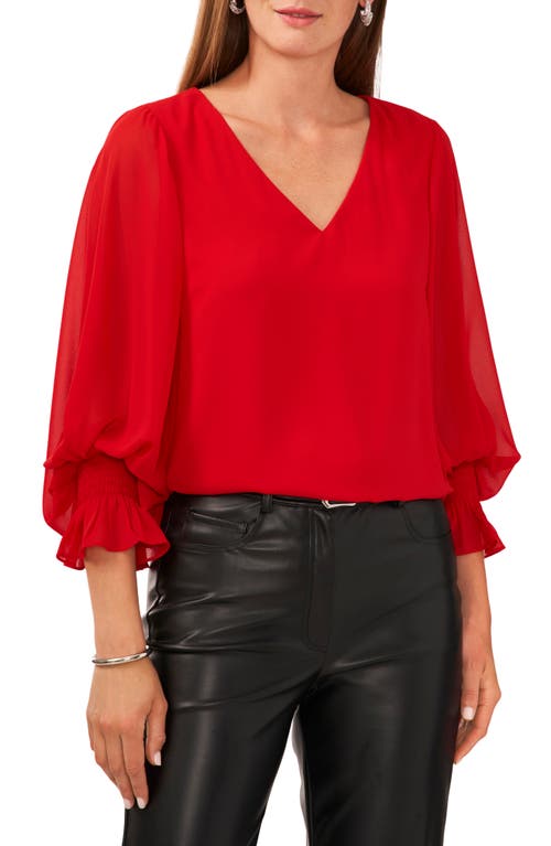 Vince Camuto Blouson Sleeve Top in Ultra Red at Nordstrom, Size Medium