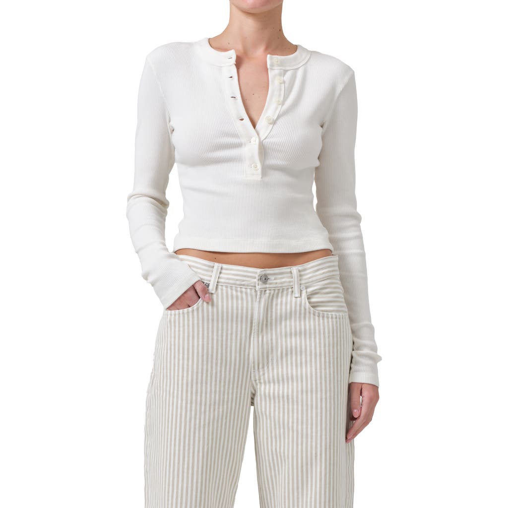 Citizen Of Humanity X Bloom Farm Exclusive Varra Cotton Henley Shirt In White