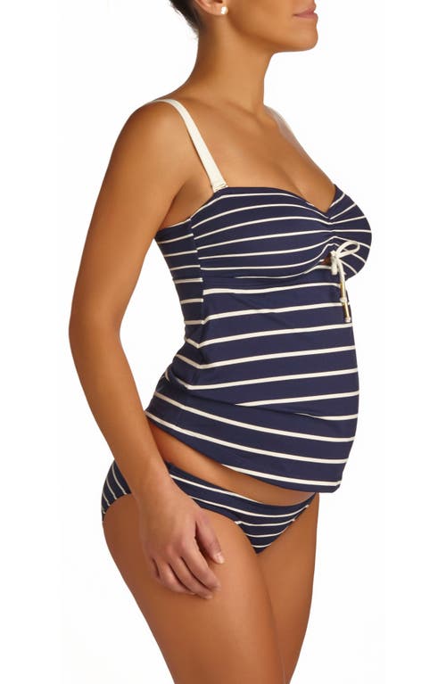 Marine Stripe Maternity Tankini Swimsuit in Navy/White