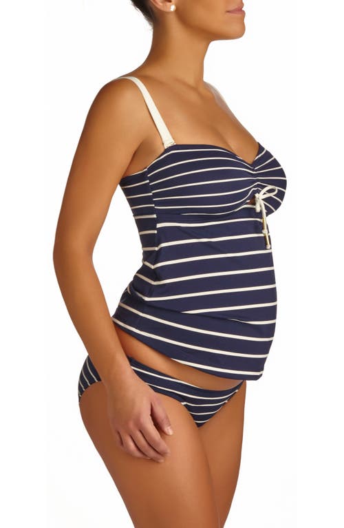 Shop Pez D'or Marine Stripe Maternity Tankini Swimsuit In Navy/white