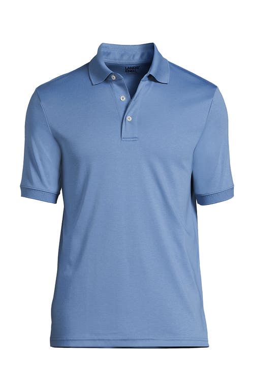 Shop Lands' End Short Sleeve Cotton Supima Polo Shirt In Muted Blue