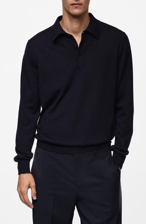 Shop Mango Merino Wool Polo Sweater<br /> In Black