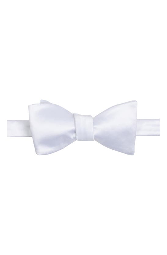 Construct Solid Satin Bow Tie In White