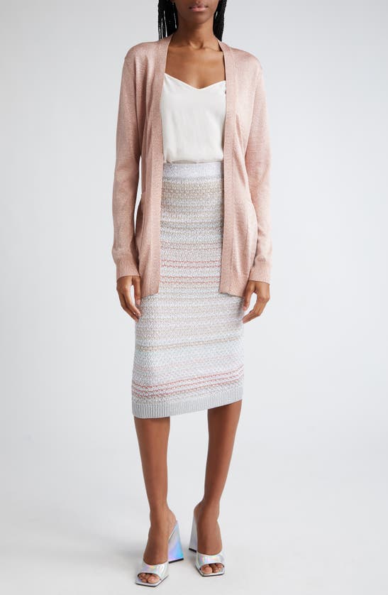 Shop Missoni Sequin Knit Midi Skirt In Multicolor On White Base