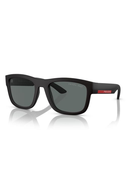 Prada Ps01zs Active Dg002g Nero Effetto Gommato Sunglasses In Rubber Black