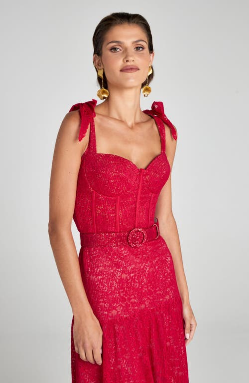 Shop Nadine Merabi Miranda Belted Gown In Medium Red