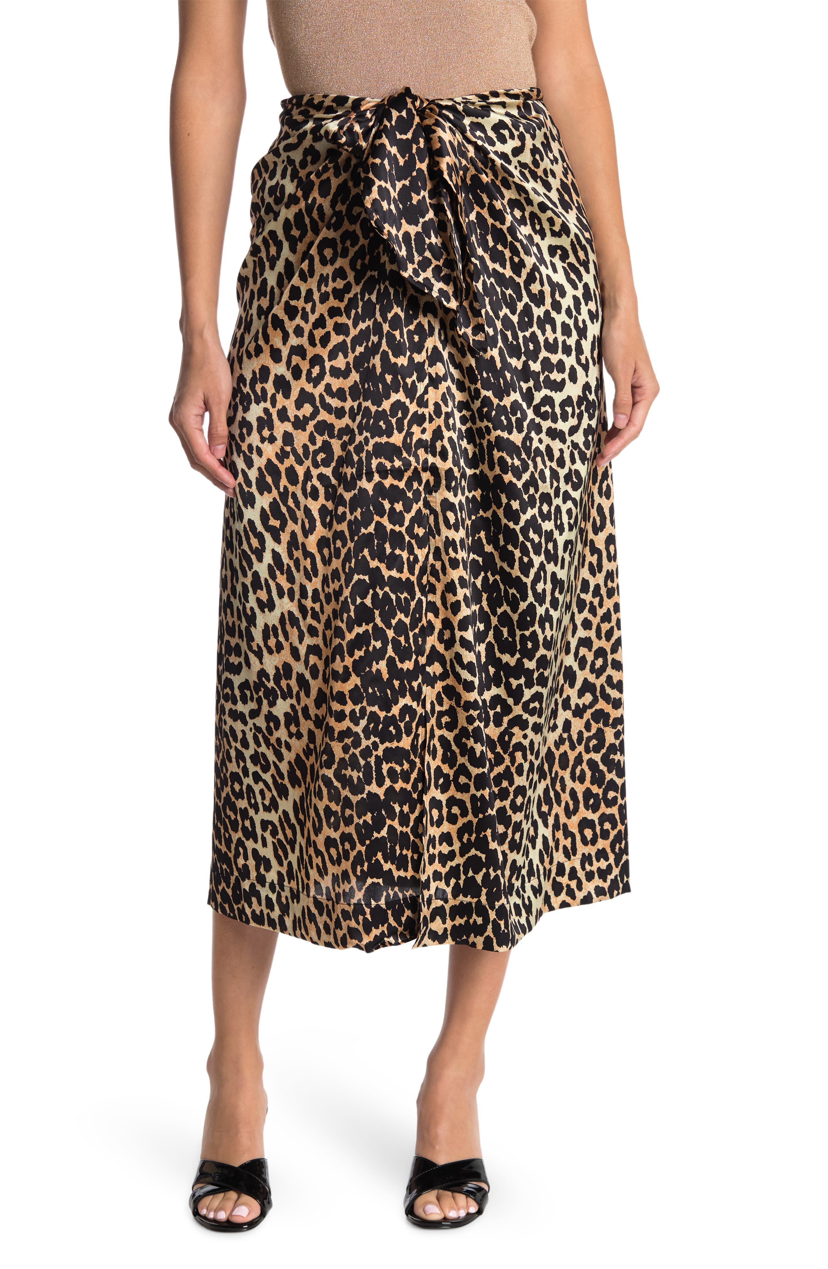 satin leopard skirt