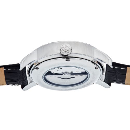 Shop Heritor Automatic Protégé Leather-band Watch W/date In Silver/black