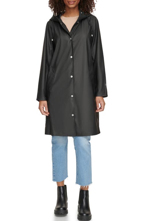 levi's Water Resistant Hooded Long Rain Jacket in Black