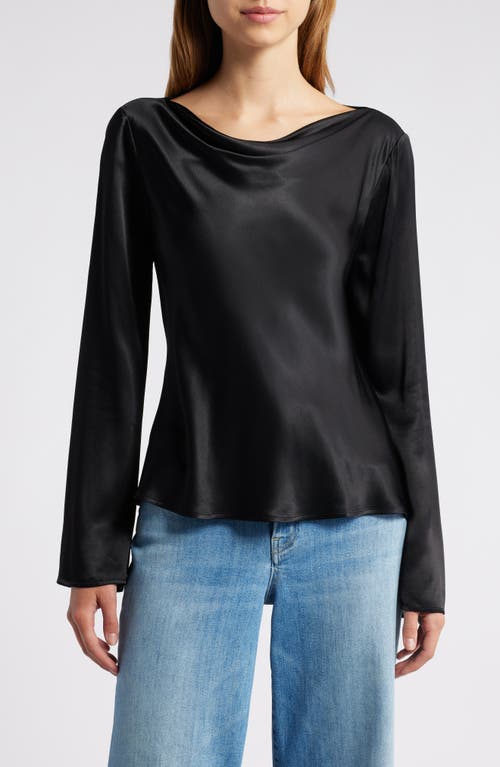 Rails Amari Cowl Neck Satin Top In Black