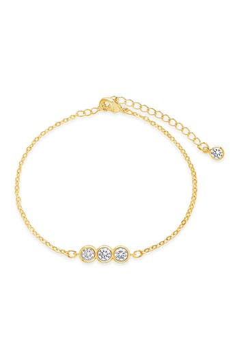 Sterling Forever Silver Bezel Station Bracelet In Gold