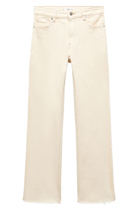 Rigid Cropped Flare Jeans - Ecru