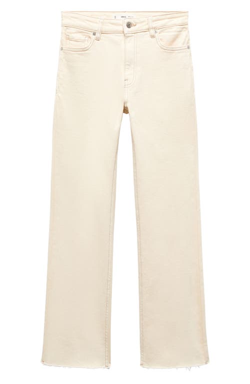 MANGO Raw Hem Crop Flare Jeans Off White at Nordstrom,