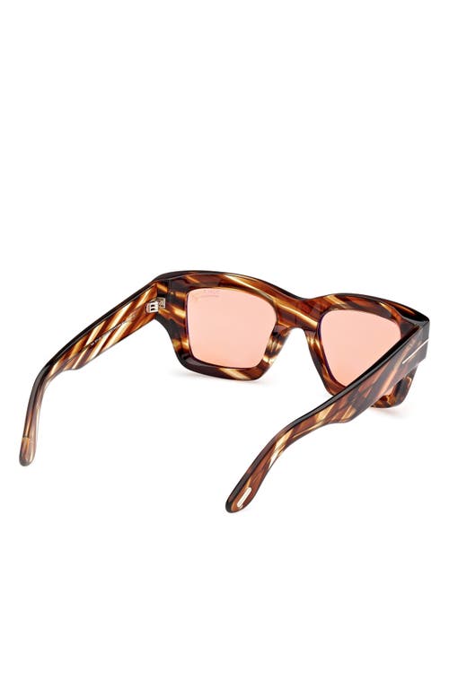 Shop Tom Ford Ilias 50mm Square Sunglasses In Shiny Amber/terracotta