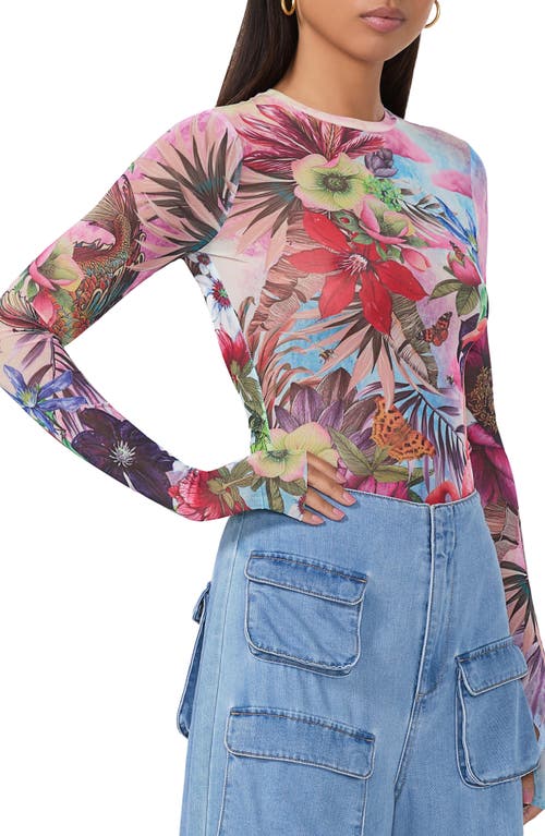 Shop Afrm Kaylee Print Mesh Top In Placed Tropical