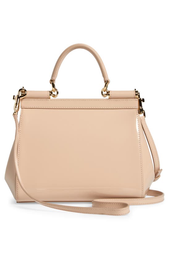 Shop Dolce & Gabbana Small Sicily Patent Leather Handbag In 80412 Powder Pink 1