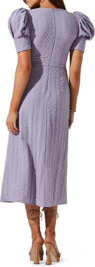 ASTR the Label Puff Sleeve Front Vent Midi Dress | Nordstrom