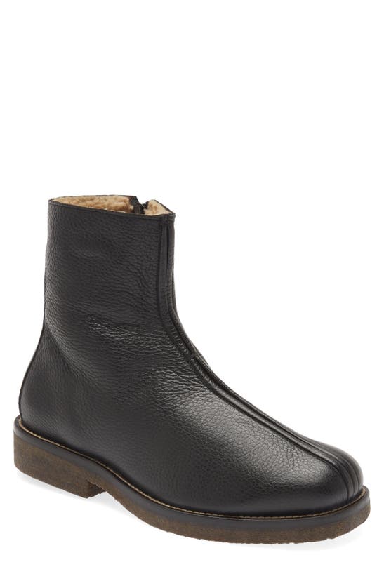 Lemaire Genuine Shearling Lined Boot In Black