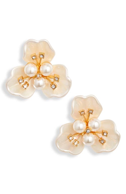 Shop Lele Sadoughi Blossom Button Imitation Pearl & Crystal Earrings