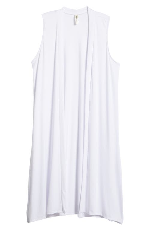 24seven Comfort Apparel Open Front Long Vest In White